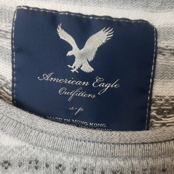 Sz SP Gray lightweight fair Isle style sweater c22 - Picture 2 of 6